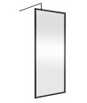 Hudson Reed Full Outer Frame Wetroom Screen, Toughened Glass with Support Bar & Wetroom Shower Screen in Matt Black, 1950x900mm