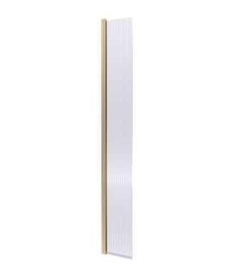 Nuie Fluted Hinged Flipper Wet Room Screen, Toughened Glass Wet Room Glass Panels & Shower Screen in Brushed Brass, 300mm x 1...