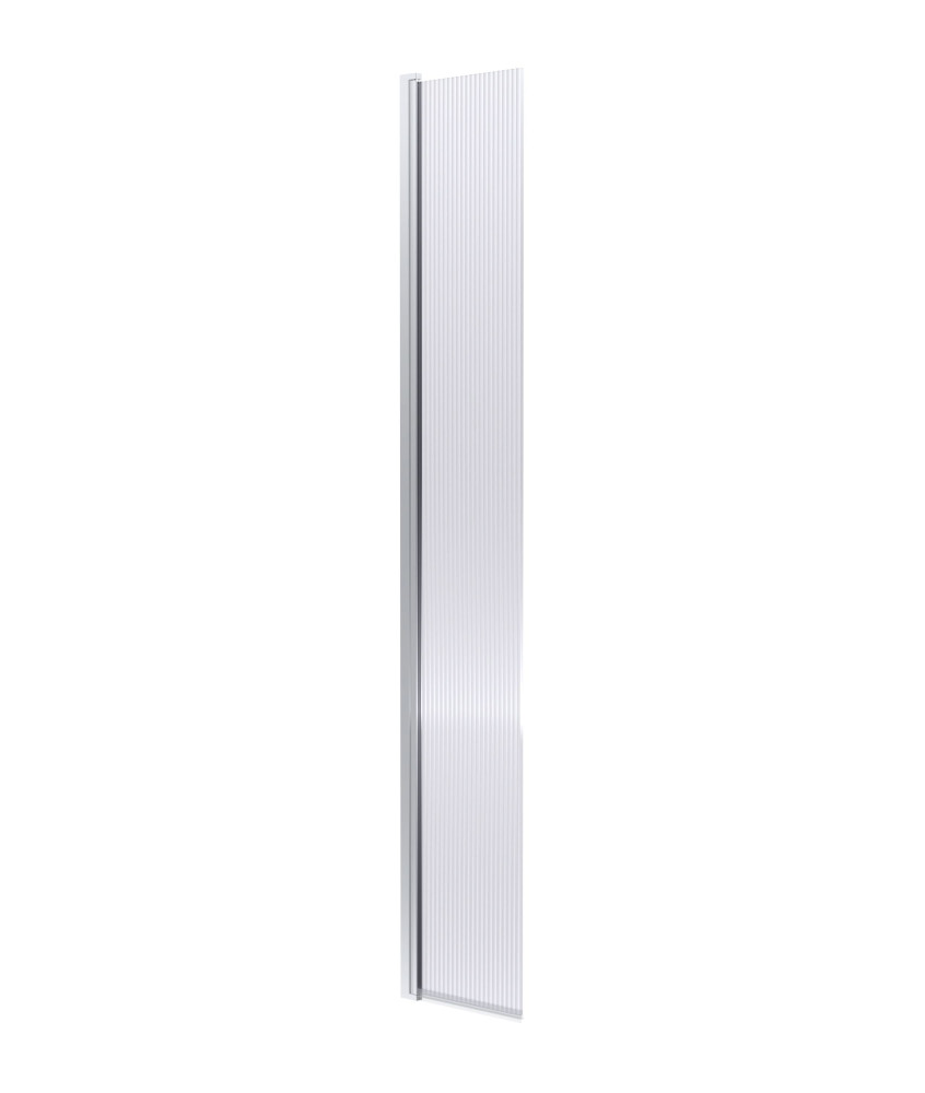 Nuie Fluted Hinged Flipper Wet Room Screen, Toughened Glass Wet Room Glass Panels & Shower Screen in Chrome, 300mm x 1850mm