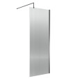 Nuie Fluted Wetroom Screen, Durable Fixed Glass Shower Screen with Support Bar for Wet Room in Brushed Pewter, 1850 x 800mm