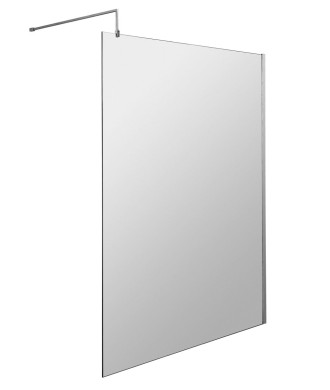 Hudson Reed Wetroom Screen & Support Bar, Durable Toughened Glass Wet Room Glass Panels Wetroom Shower Screen in Chrome, 1400mm