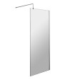 Hudson Reed Wetroom Screen & Support Bar, Durable Toughened Glass Wet Room Glass Panels Wetroom Shower Screen in Chrome, 800mm