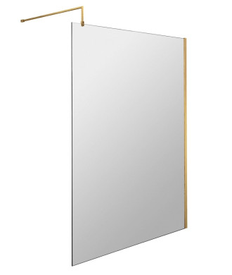 Hudson Reed Wetroom Screen & Support Bar, Durable Toughened Glass Wet Room Glass Panels Wetroom Shower Screen in Brushed Bras...