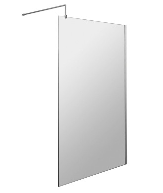 Hudson Reed Wetroom Screen & Support Bar, Durable Toughened Glass Wet Room Glass Panels Wetroom Shower Screen in Matt Black, ...
