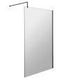 Hudson Reed Wetroom Screen & Support Bar, Durable Toughened Glass Wet Room Glass Panels Wetroom Shower Screen in Matt Black, ...