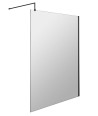 Hudson Reed Wetroom Screen & Support Bar, Durable Toughened Glass Wet Room Glass Panels Wetroom Shower Screen in Matt Black, ...