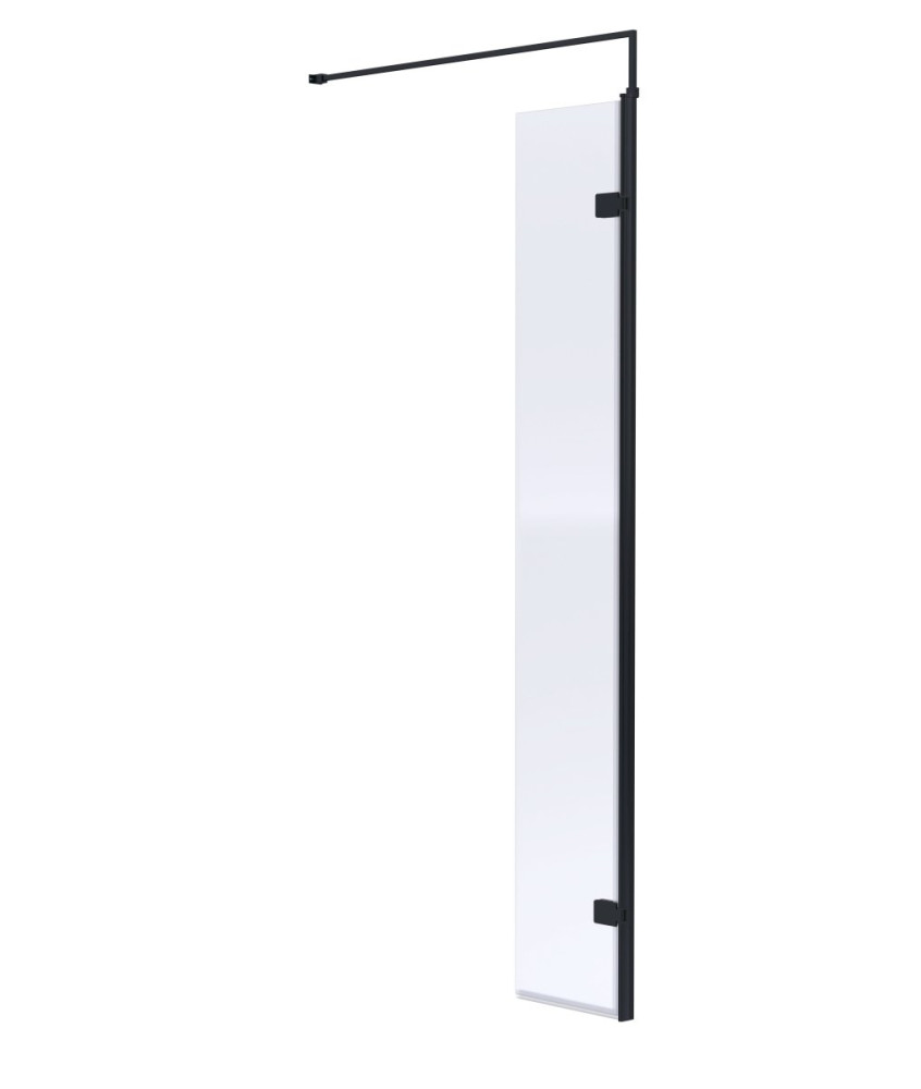 Hudson Reed Wetroom Swing Screen, Toughened Glass Wet Room Glass Panels & Wetroom Shower Screen in Matt Black, 300mm x 1950mm