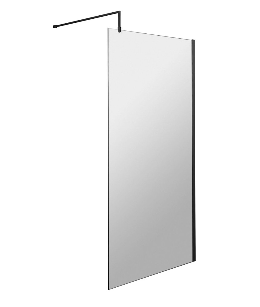 Hudson Reed Wetroom Screen & Support Bar, Durable Toughened Glass Wet Room Glass Panels Wetroom Shower Screen in Brushed Bras...