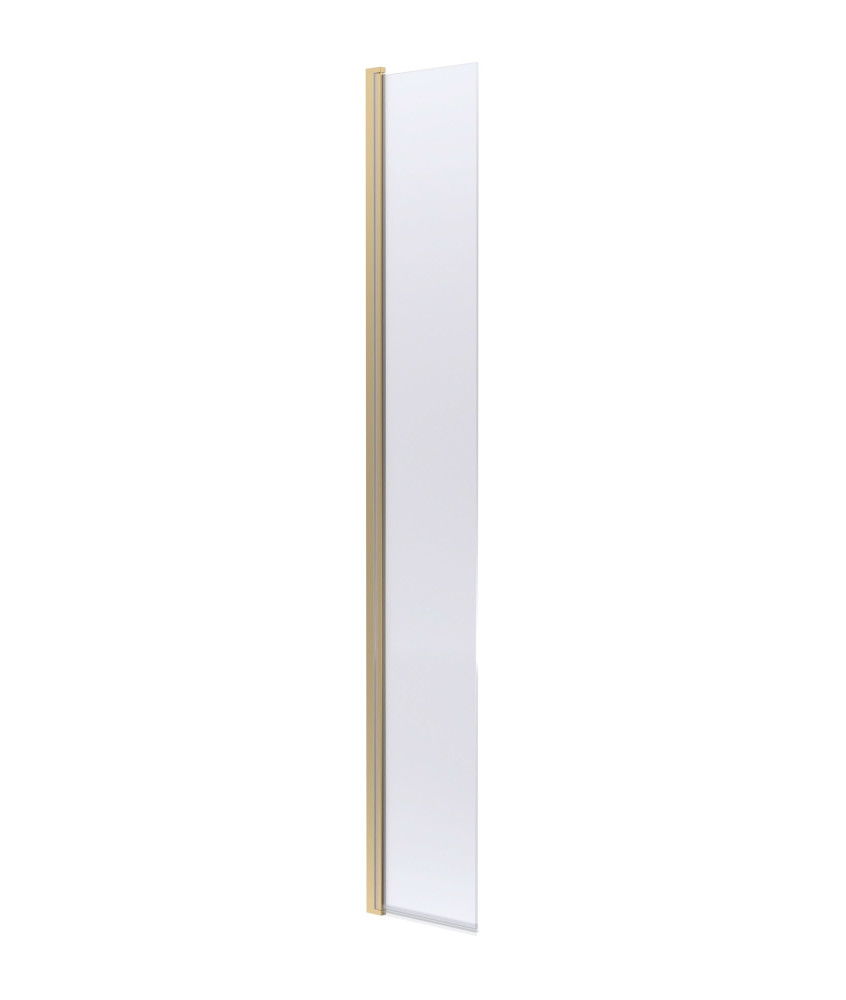 Nuie Hinged Flipper Wetroom Screen, Durable Glass Wet Room Glass Panels & Shower Screen in Brushed Brass, 300mm x 1850mm