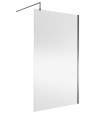Nuie Wetroom Screen, Durable Toughened Fixed Glass Bathroom Shower Screen with Support Bar in Brushed Pewter, 1200 x 1850mm