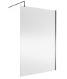 Nuie Wetroom Screen, Durable Toughened Fixed Glass Bathroom Shower Screen with Support Bar in Brushed Pewter, 1400 x 1850mm