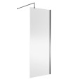 Nuie Wetroom Screen, Durable Toughened Fixed Glass Bathroom Shower Screen with Support Bar in Brushed Pewter, 800 x 1850mm
