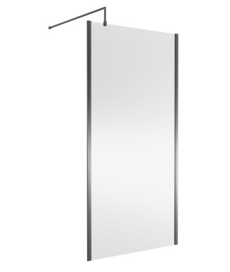 Nuie Wetroom Screen Outer Frame, Durable Frameless Fixed Bathroom Glass Shower Screen in Brushed Pewter Finish, 1000mm