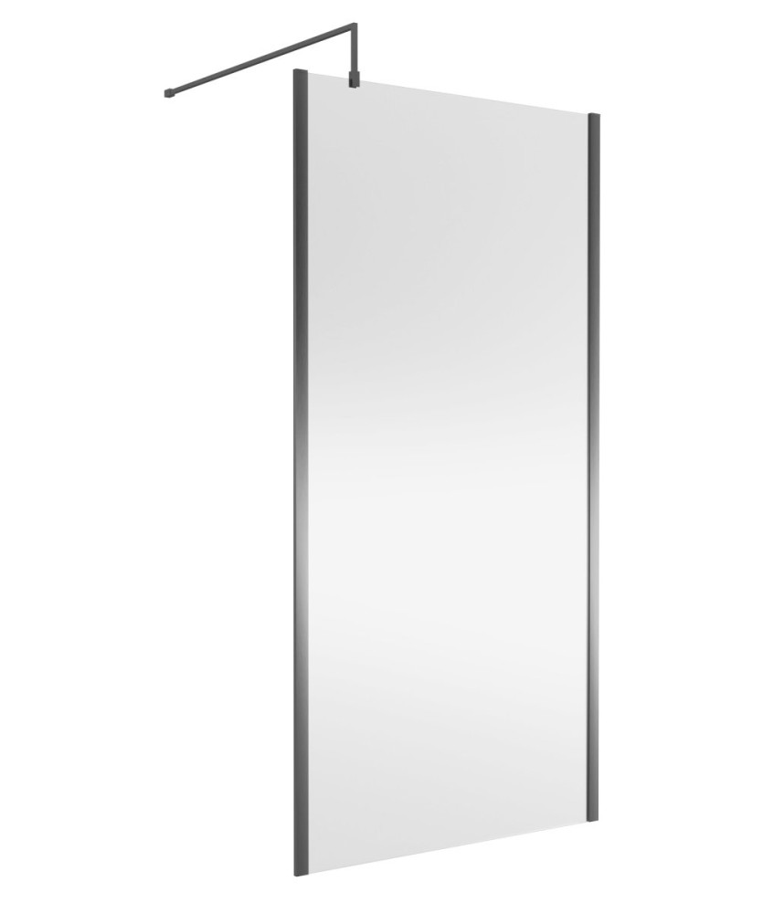 Nuie Wetroom Screen Outer Frame, Durable Frameless Fixed Bathroom Glass Shower Screen in Brushed Pewter Finish, 1000mm