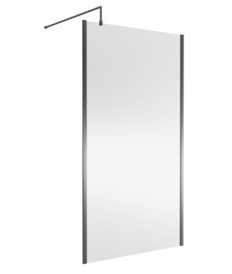 Nuie Wetroom Screen Outer Frame, Durable Frameless Fixed Bathroom Glass Shower Screen in Brushed Pewter Finish, 1100mm