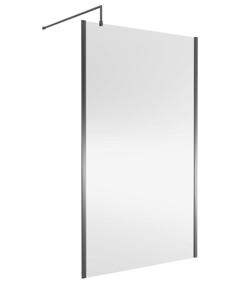 Nuie Wetroom Screen Outer Frame, Durable Frameless Fixed Bathroom Glass Shower Screen in Brushed Pewter Finish, 1200mm