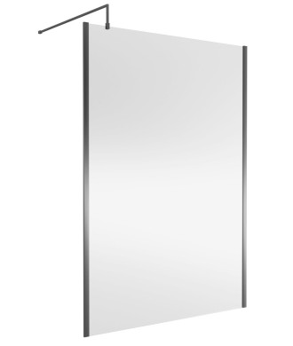 Nuie Wetroom Screen Outer Frame, Durable Frameless Fixed Bathroom Glass Shower Screen in Brushed Pewter Finish, 1400mm
