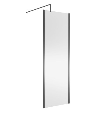 Nuie Wetroom Screen Outer Frame, Durable Frameless Fixed Bathroom Glass Shower Screen in Brushed Pewter Finish, 700mm