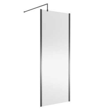 Nuie Wetroom Screen Outer Frame, Durable Frameless Fixed Bathroom Glass Shower Screen in Brushed Pewter Finish, 800mm