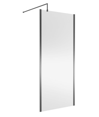 Nuie Wetroom Screen Outer Frame, Durable Frameless Fixed Bathroom Glass Shower Screen in Brushed Pewter Finish, 900mm