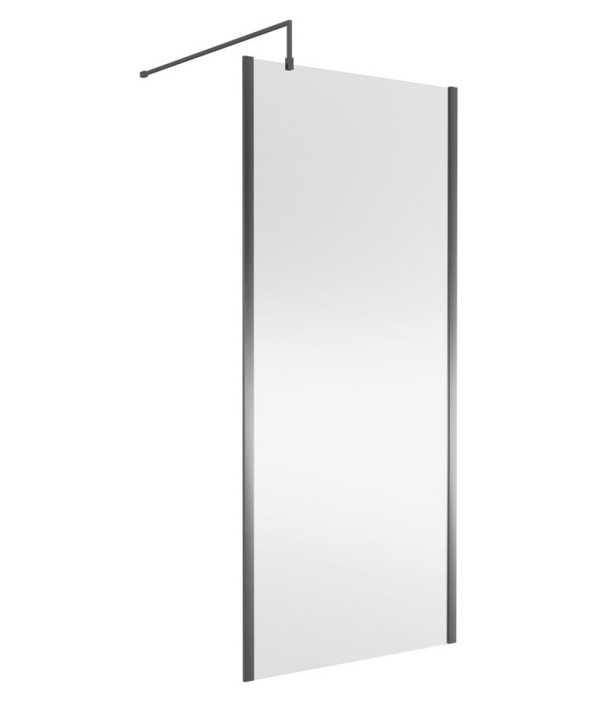 Nuie Wetroom Screen Outer Frame, Durable Frameless Fixed Bathroom Glass Shower Screen in Brushed Pewter Finish, 900mm