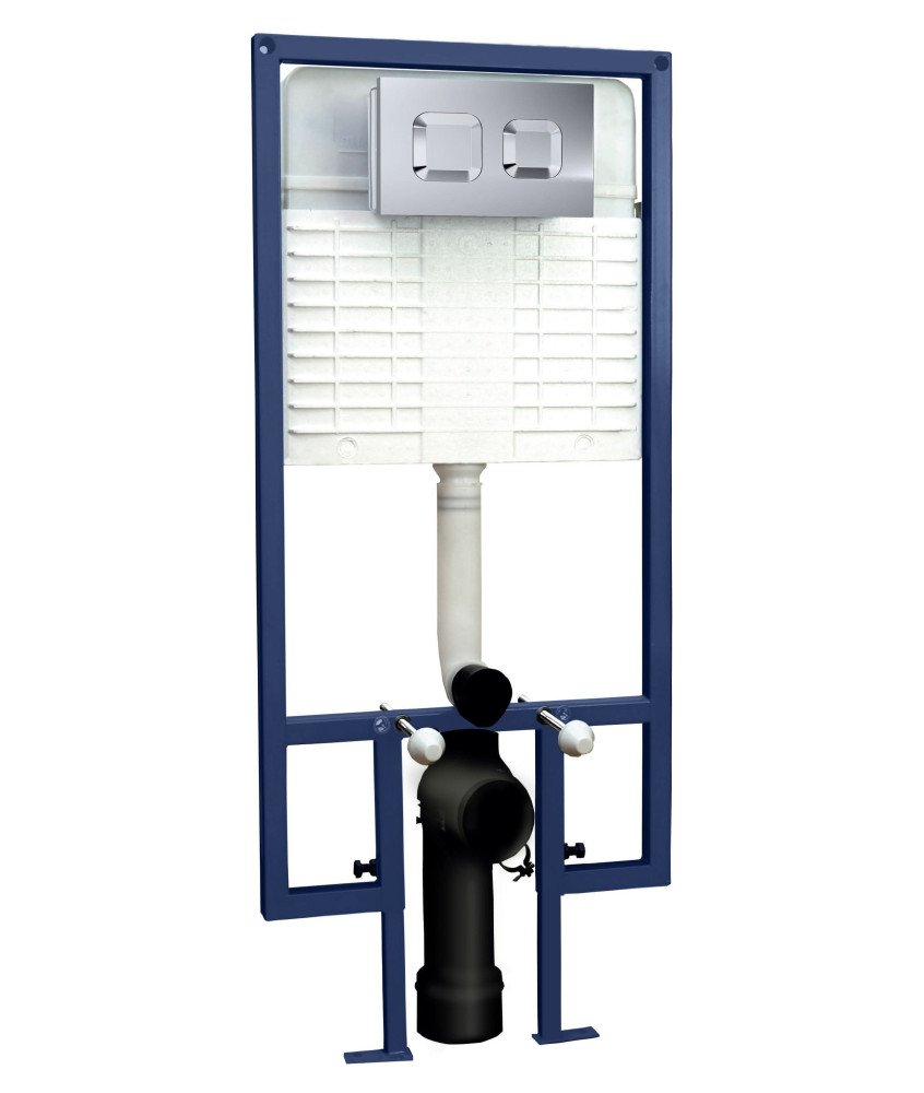 Nuie Square Concealed Toilet Cistern With Frame - Bright Chrome