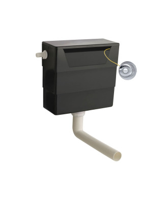 Nuie Universal Access Concealed Toilet Cistern With Traditional Chrome Flush Plate - Black