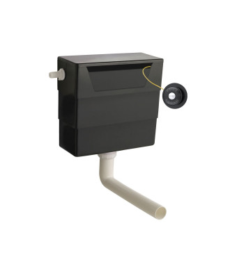 Nuie Universal Access Concealed Toilet Cistern With Traditional Black Flush Plate - Black