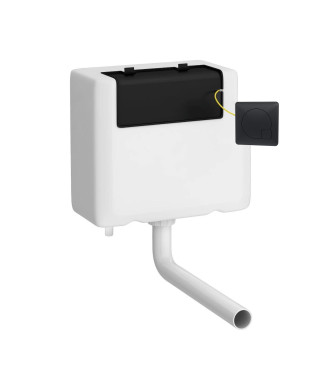 Nuie Universal Access Concealed Toilet Cistern With Black Flush Plate - White