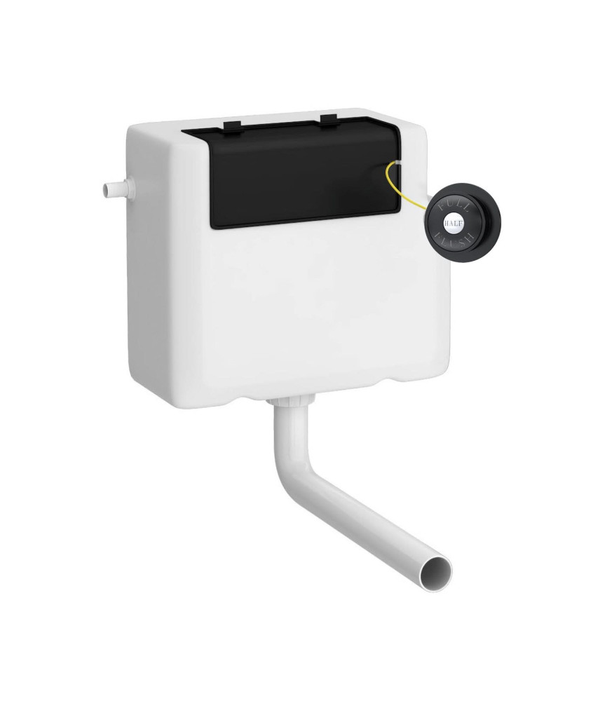 Nuie Universal Access Concealed Toilet Cistern With Traditional Black Flush Plate - White
