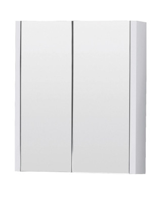 VeeBath Verona Wall Mounted Bathroom Mirror Cabinet, Modern Mirror with Storage & Adjustable Glass Shelves in Gloss White, 600mm