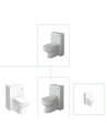 VeeBath Rynox Ceramic D Shaped Back to Wall Toilet & WC Unit Set with Pan, Seat and Cistern, Gloss White Bathroom Toilet Set
