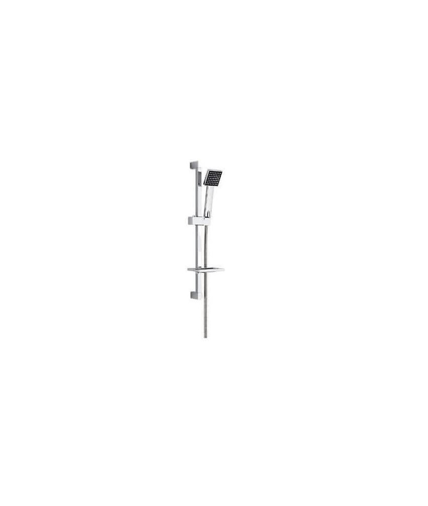 VeeBath Thermostatic Shower Riser Rail Kit with Exposed Mixer & Soap Dish - Chrome
