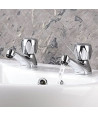 Essentials Round Dome Twin Hot and Cold Sink Basin Taps Brass Faucet Pair with Ceramic Disc Technology - Chrome