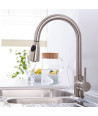 Kelso Pull Out Monobloc Single Lever Spring Kitchen Mixer Tap, Sink Brass Tap Mixers Swivel Spout with Hoses and Fittings - C...