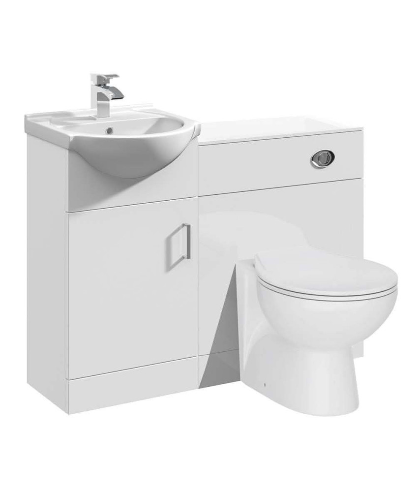 Veebath Linx Combination Bathroom Furniture inc. Rimless BTW Pan, Vanity Unit, 500mm WC Unit and Cistern
