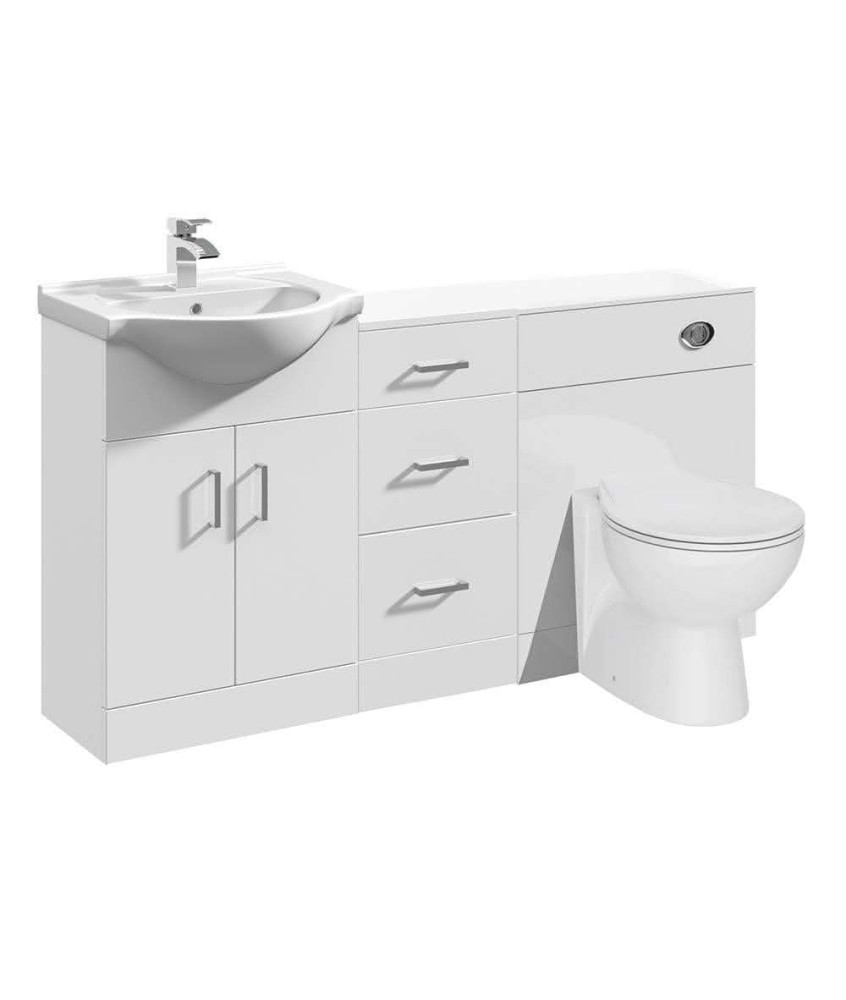 VeeBath Olen 1400mm Vanity Unit, Sink Vanity Unit with Soft-Close Doors, Durable & Compact Water Closet Unit