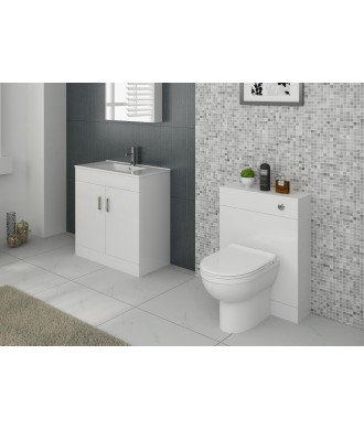 VeeBath Olen Minimalist Vanity Unit & WC Combination Pack - Gloss White