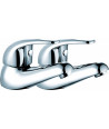 Luton Luxury Round Twin Hot and Cold Sink Basin Taps Brass Faucet Pair with Ceramic Disc Technology - Chrome