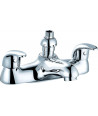 Luton Luxury Round Monobloc Double Lever Bath Shower Mixer Tap Bathroom Tub Filler Brass Faucet with Shower Head - Chrome
