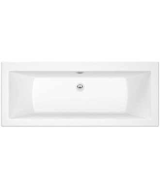 Modern Bathroom Bathtub Double Ended Square Acrylic White Gloss Adjustable Feet