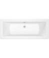 Modern Bathroom Bathtub Double Ended Square Acrylic White Gloss Adjustable Feet