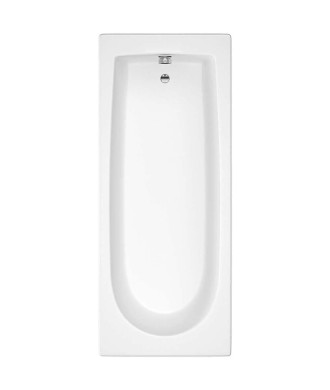 Modern Bathroom Bathtub Single Ended Curved Acrylic White Gloss Adjustable Feet