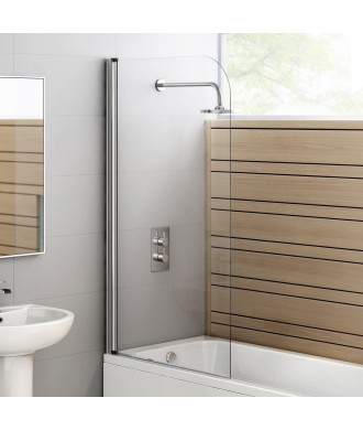 VeeBath 1400mm x 800mm Modern Curved Edge Straight Glass Bath Screen