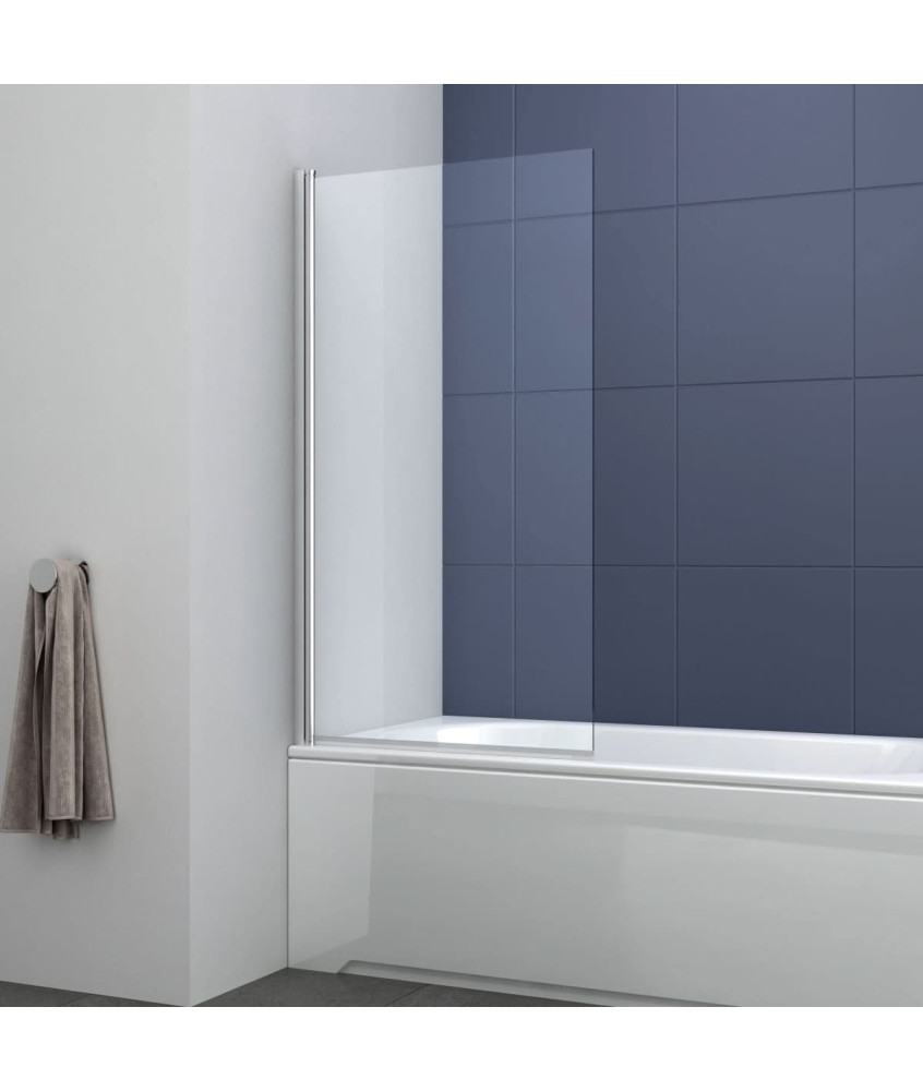 VeeBath 1400mm x 800mm 6mm Glass Square Edge Straight Bath Screen - Chrome