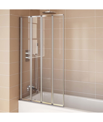 VeeBath 1400mm x 800mm 4mm Glass Four Folding Bath Screen - Chrome
