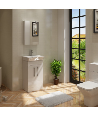 VeeBath Sphere Floorstanding Vanity Unit with Basin - Gloss White