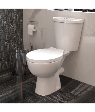 VeeBath Round Close Coupled Toilet With Cistern And Seat - White