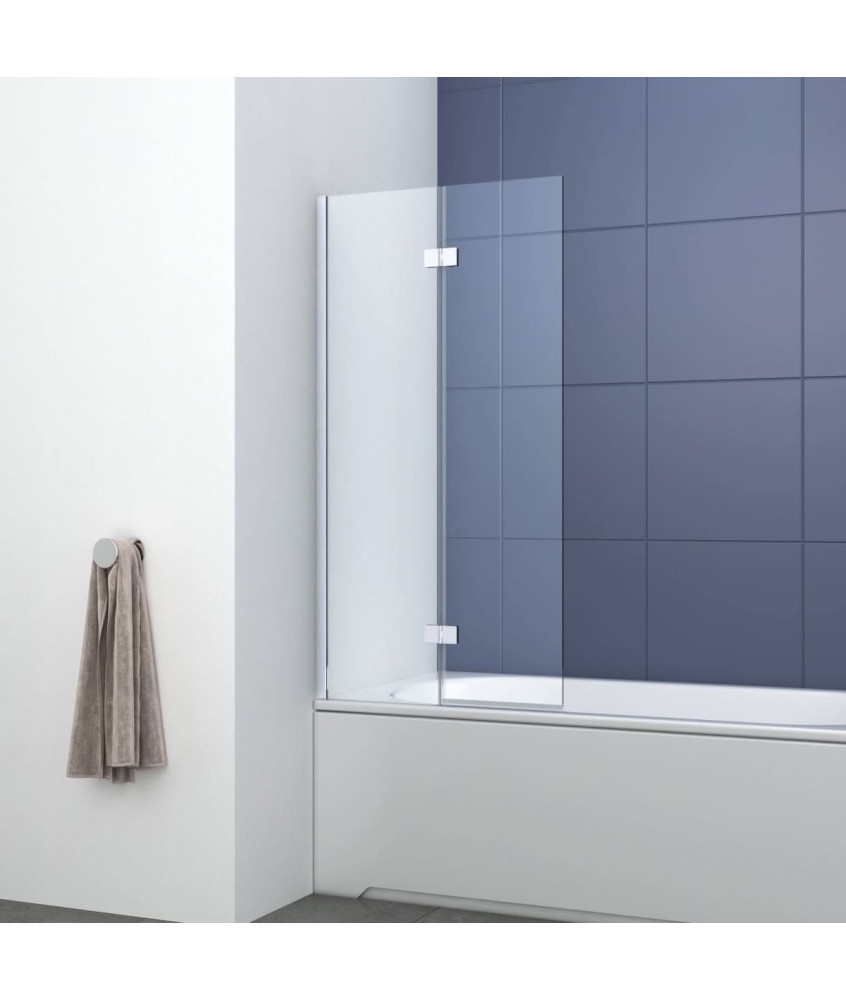 VeeBath Hinged Shower Bath Screen 1400 x 750mm, 6mm Safety Glass Bath Screen Panel - Chrome