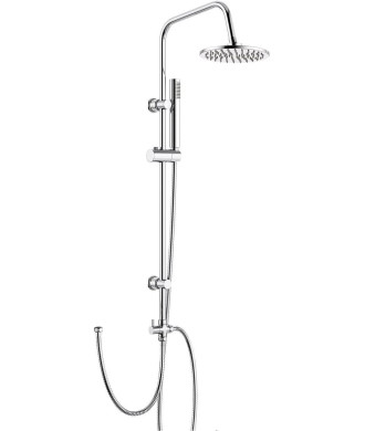 iBathUK Elevex 2 Way Shower Riser Rail Kit with Fixed Head, Handset & Diverter - Chrome